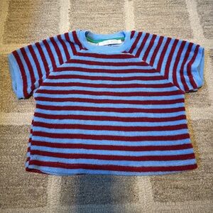 Zara Kids Blue and Red Striped Terry Cloth Tee